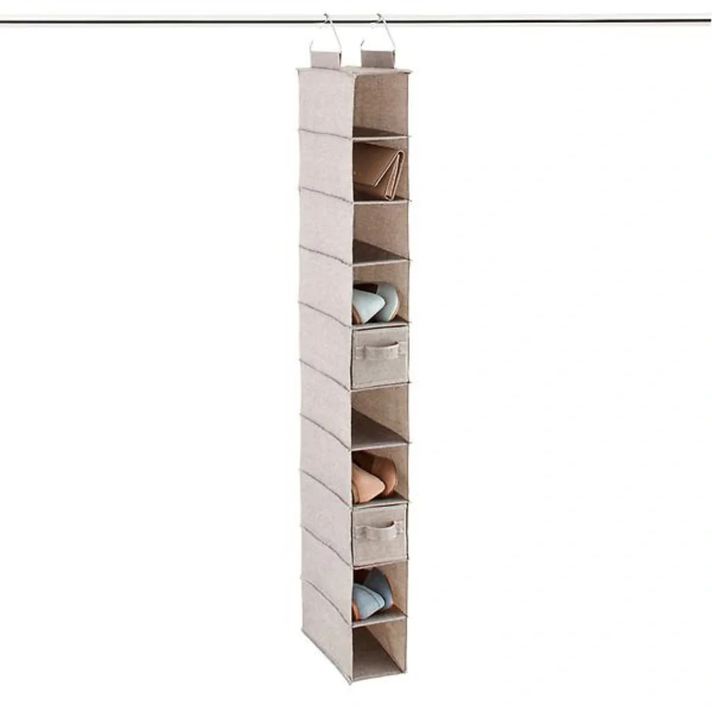 2 Container Store 10-Compartment Hanging Shoe Organizers Grey